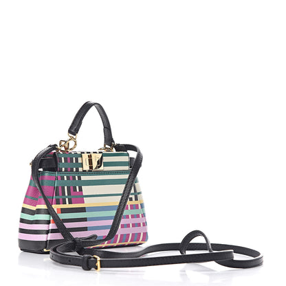 Fendi Vitello Seta Digital Print Micro Peekaboo Iconic Satchel Multicolor Black 3 of 10