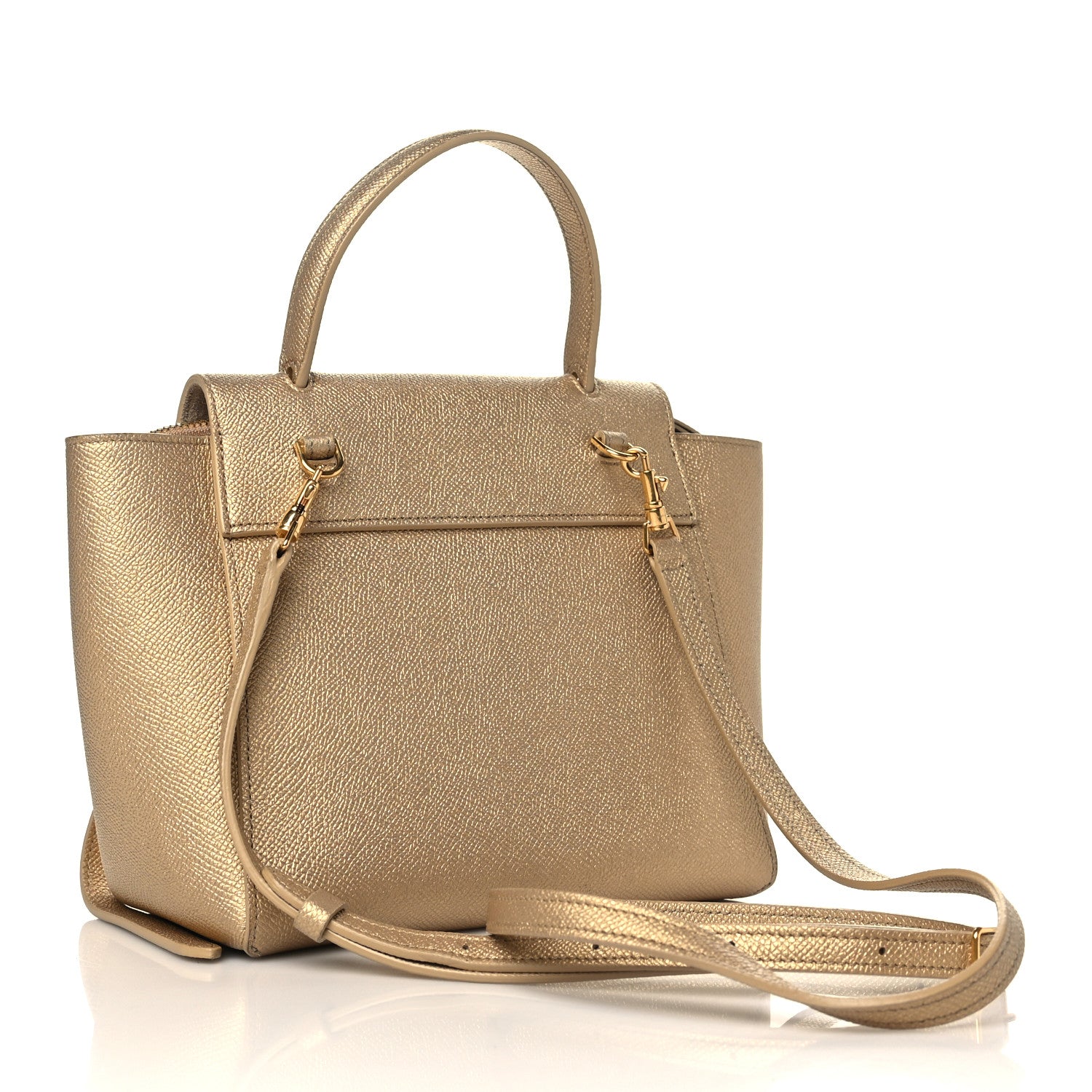 Celine Laminated Calfskin Nano Belt Bag Gold 3 of 8