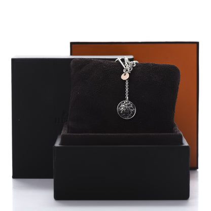 Hermes Sterling Silver 18K Rose Gold PM Ex-Libris Pendant Necklace 6 of 6