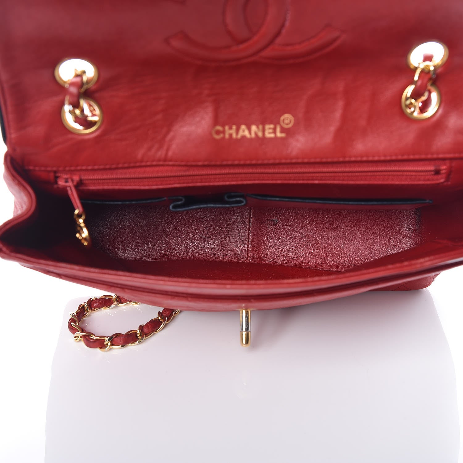 Chanel Lambskin Quilted Bi-Color Small Single Flap Red Black 6 of 22