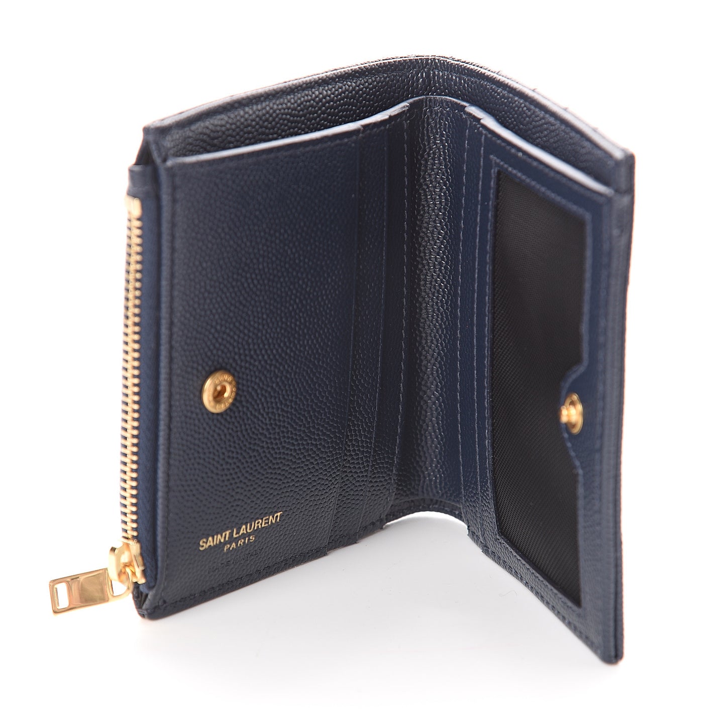 Grain De Poudre Matelasse Chevron Monogram Zipped Card Case Navy
