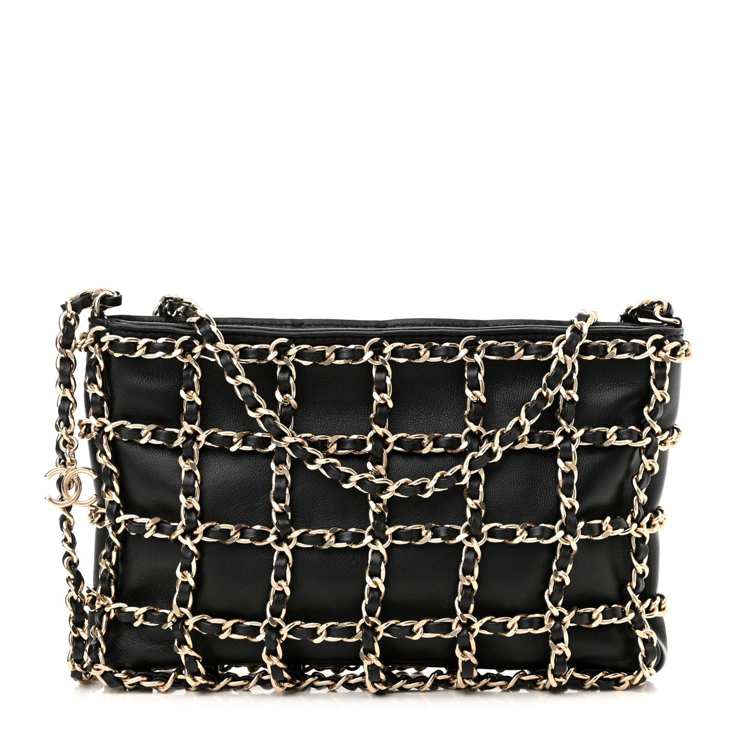 Chanel Lambskin Chain Frame Shoulder Bag Black 1 of 10