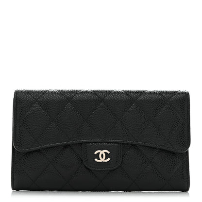 Chanel Caviar Quilted Long Flap Wallet Black 1 of 9
