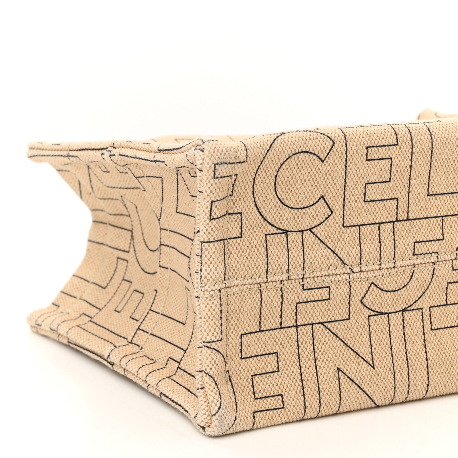 Celine Canvas Calfskin All Over Print Small Cabas Thais Natural Tan 8 of 10