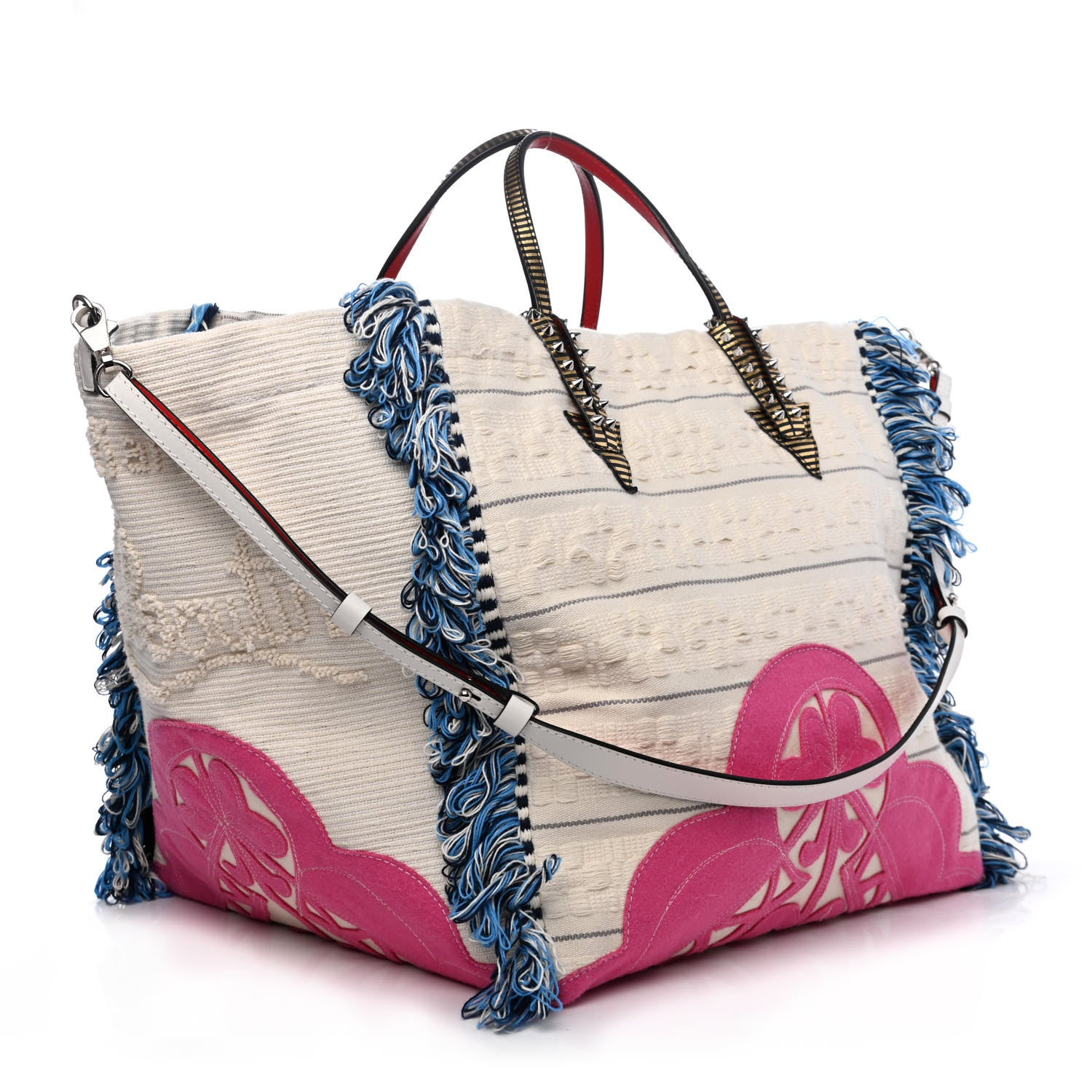 Christian Louboutin Cotton Embroidered Portugaba Tote Ivory Multi 2 of 4
