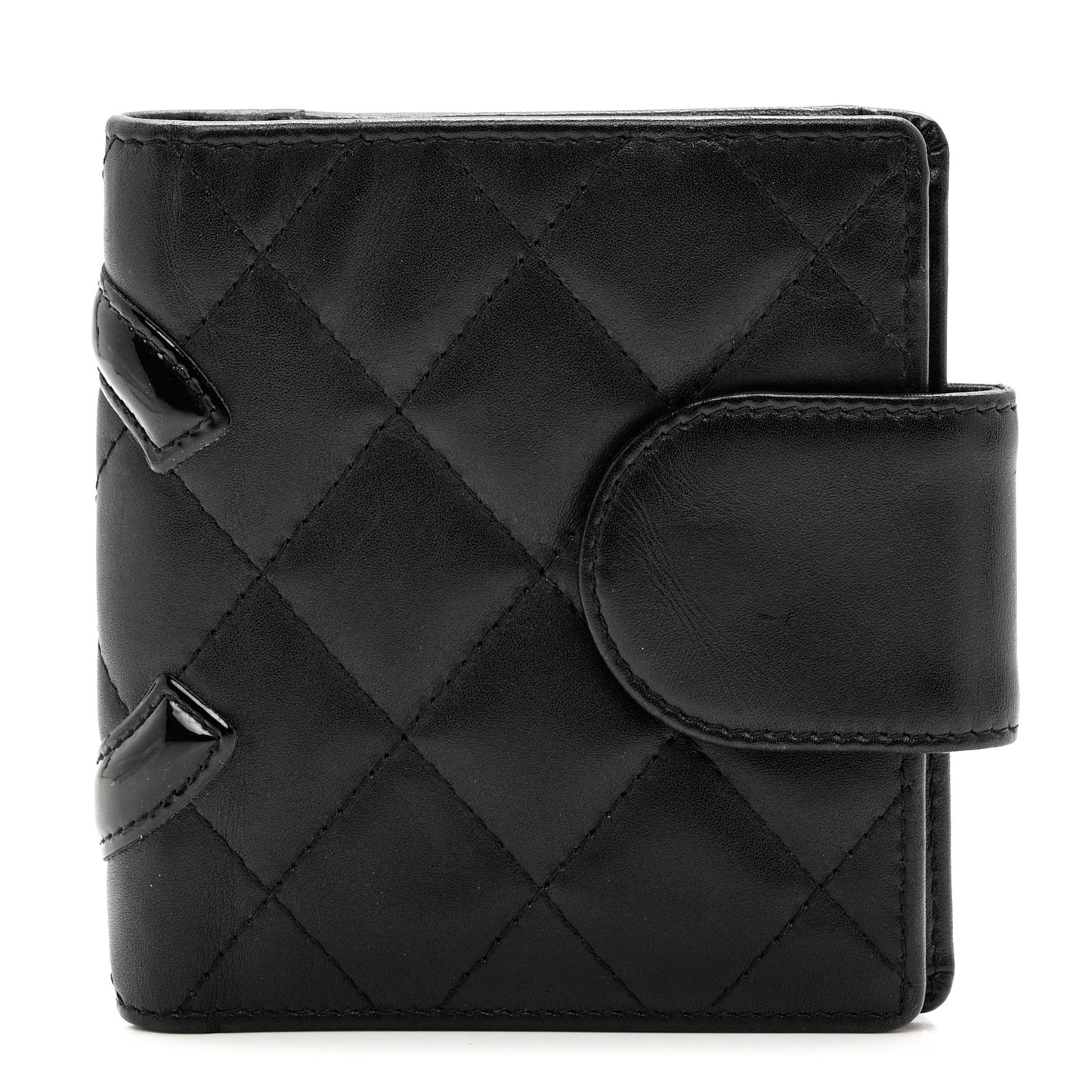 Calfskin Quilted Cambon Bi-Fold Wallet Black