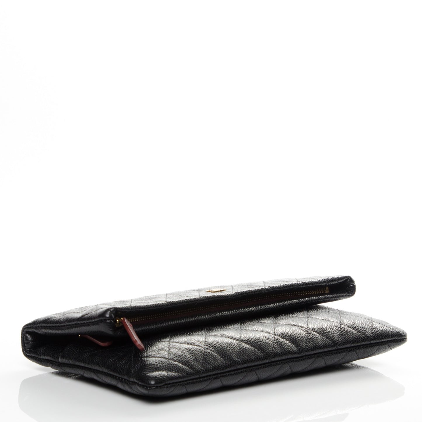 Caviar Quilted CC Beauty Clutch Black