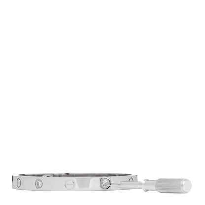 Cartier 18K White Gold 4 Diamond Love Bracelet 18 3 of 9