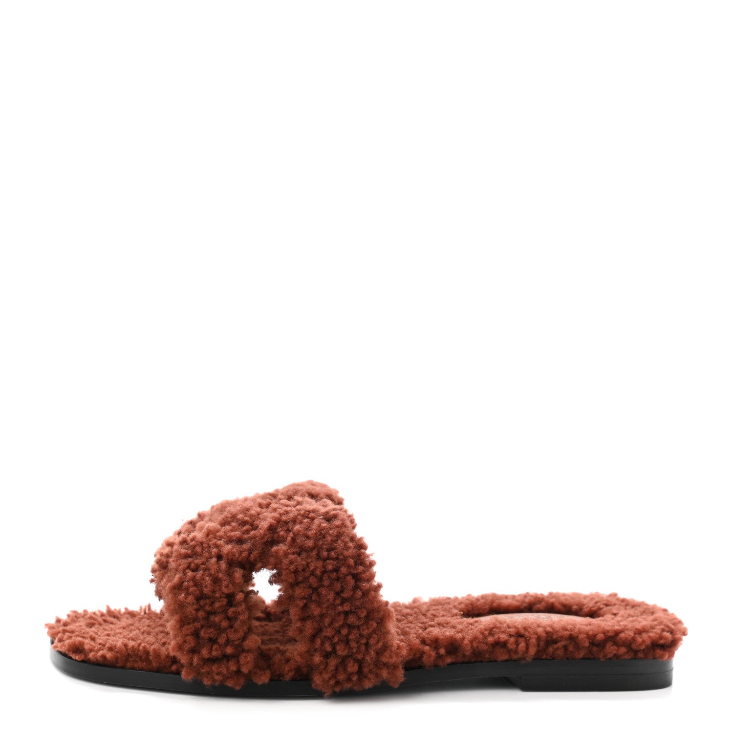 Hermes Woolskin Oran Sandals 37 Cognac 1 of 8