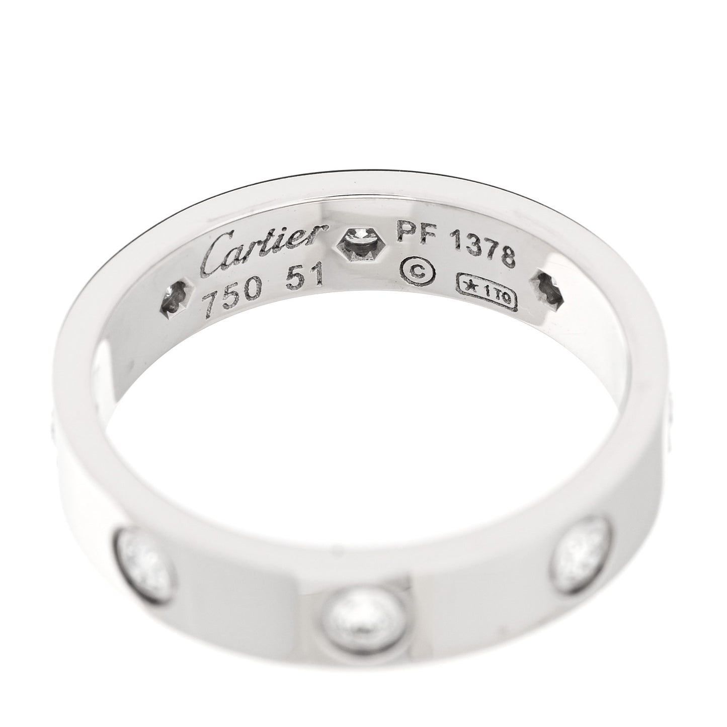 18K White Gold 8 Diamond 4mm Wedding Band LOVE Ring 51 5.75