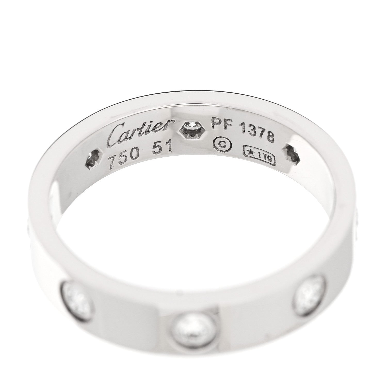 Cartier 18K White Gold 8 Diamond 4mm Wedding Band LOVE Ring 51 5.75 4 of 4