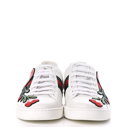 Gucci Calfskin Web Floral Embroidered Womens Ace Sneakers 36.5 White 2 of 9