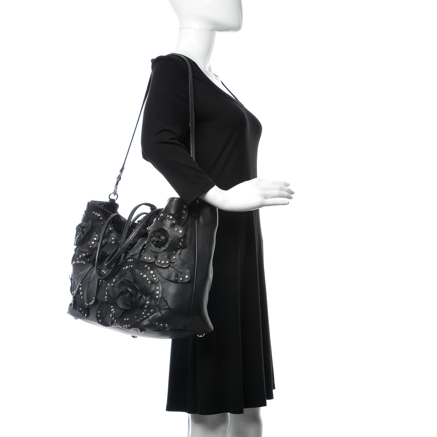 Valentino Garavani Nappa Studded Rosette Tote Black 3 of 24