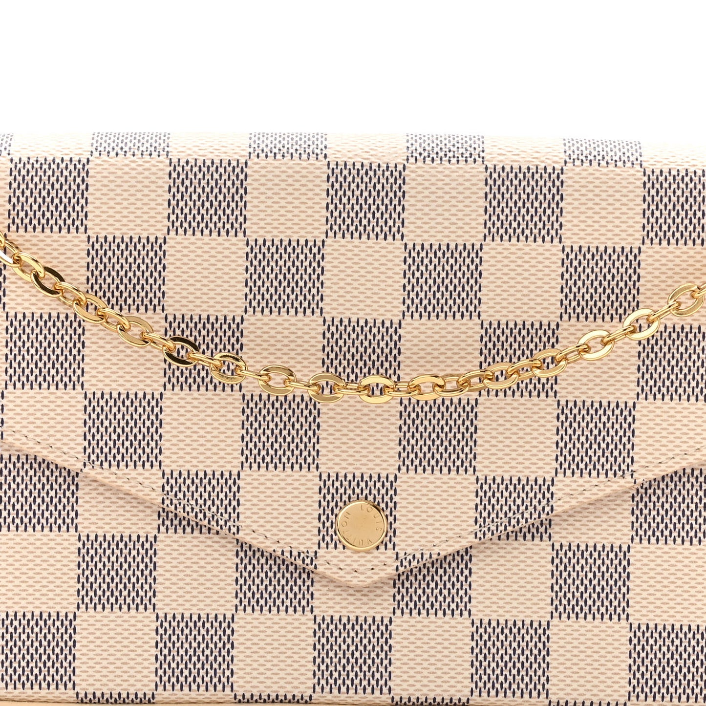 Damier Azur Pochette Felicie Chain Wallet Rose Ballerine