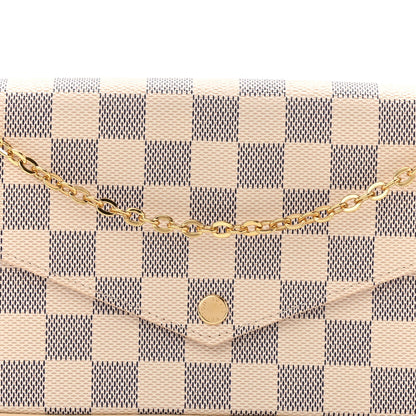 Louis Vuitton Damier Azur Pochette Felicie Chain Wallet Rose Ballerine 8 of 10