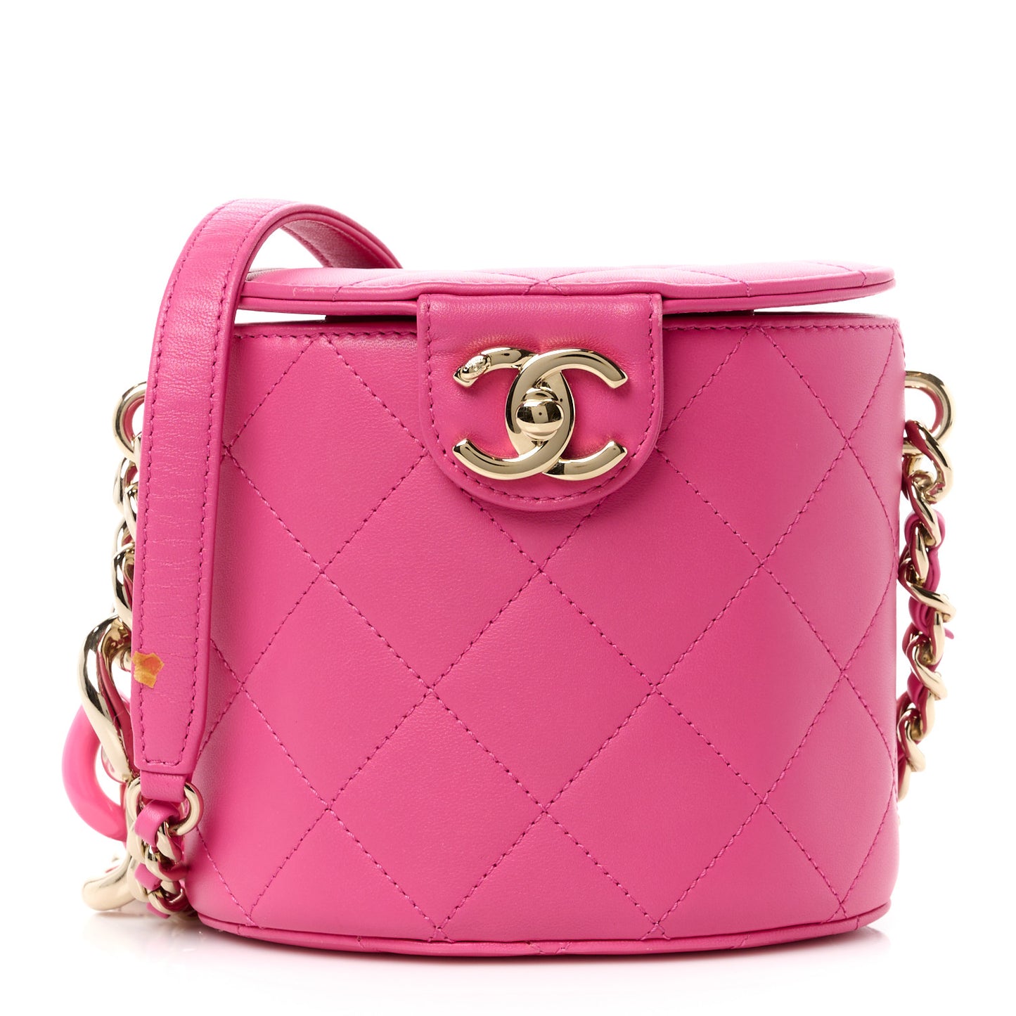 Lambskin Resin Elegant Chain Vanity Case Dark Pink