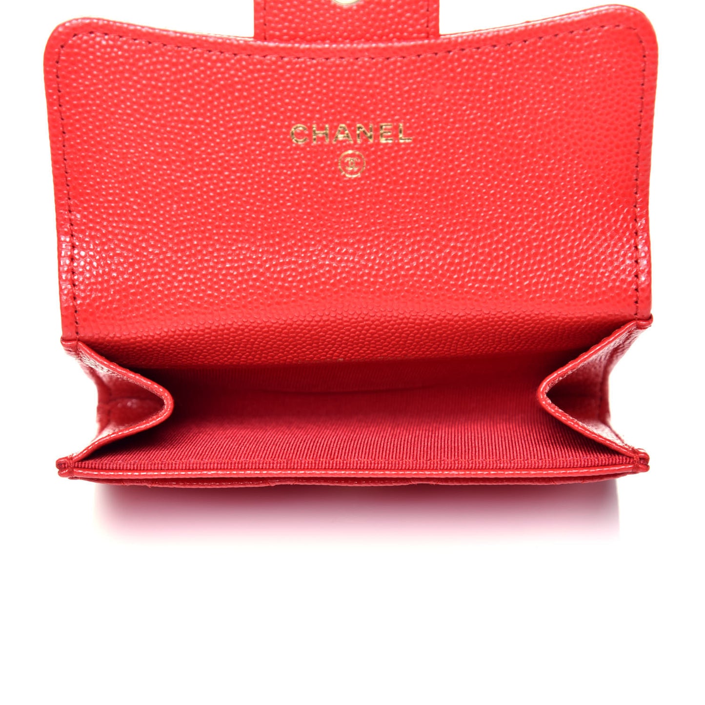 Caviar Quilted Flap Card Holder Wallet Red