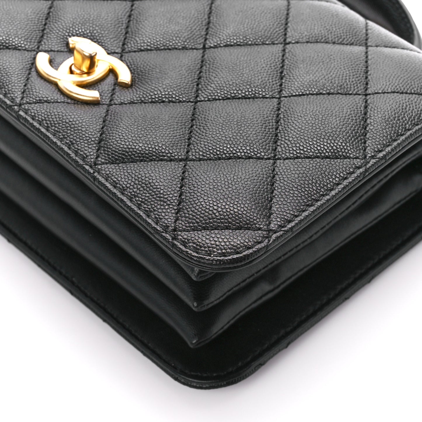 Caviar Quilted Mini Top Handle Flap Black