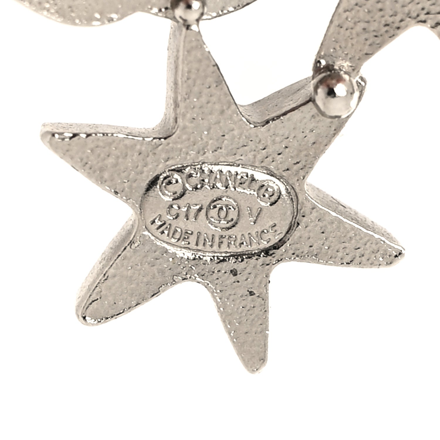 Chanel Crystal Star CC Earrings Silver 4 of 6