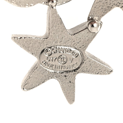 Chanel Crystal Star CC Earrings Silver 4 of 6