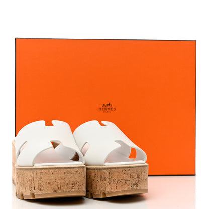Hermes Calfskin Cork Eze 30 Sandals 38 White 8 of 8