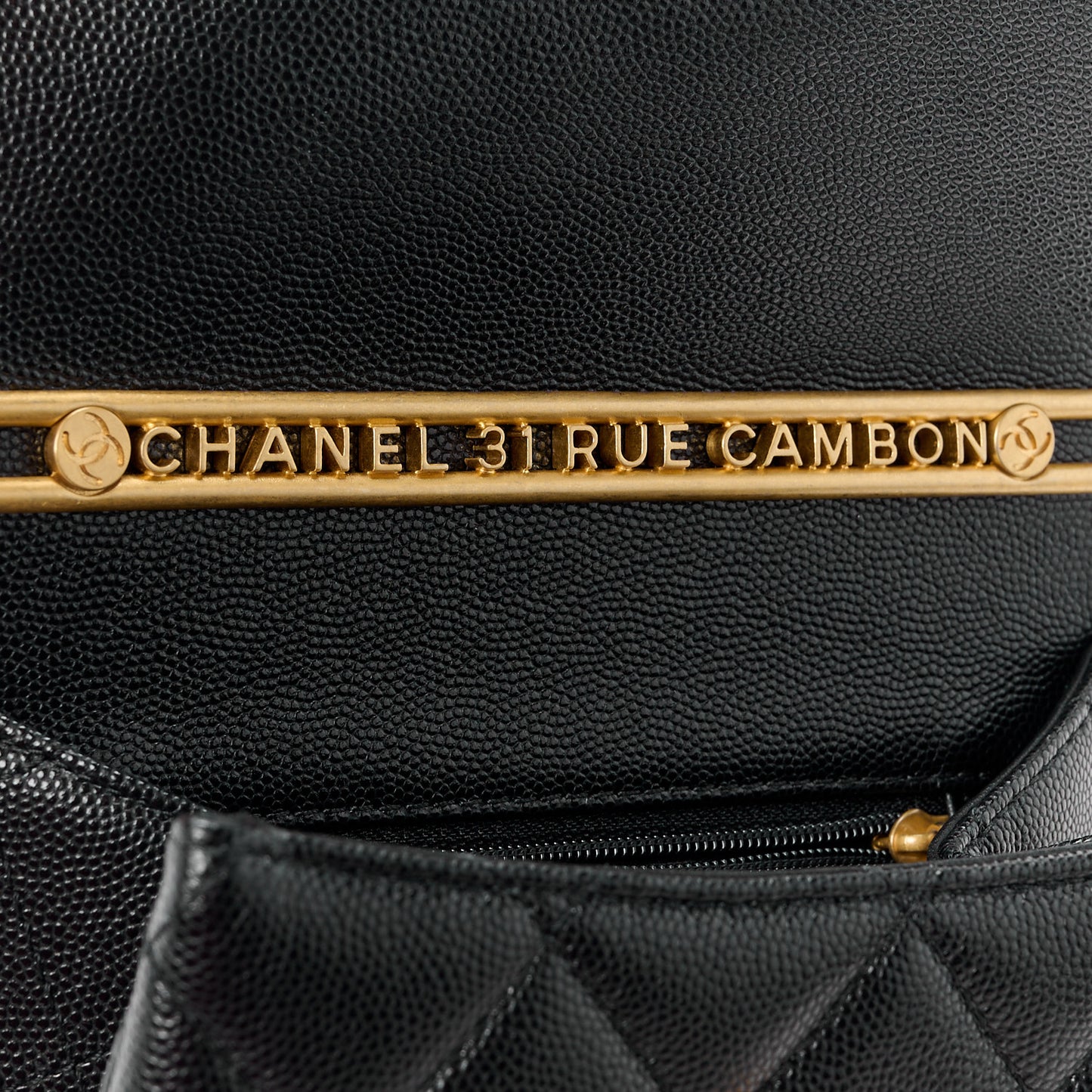 Caviar Quilted 31 Rue Cambon Mini Top Handle Flap Black