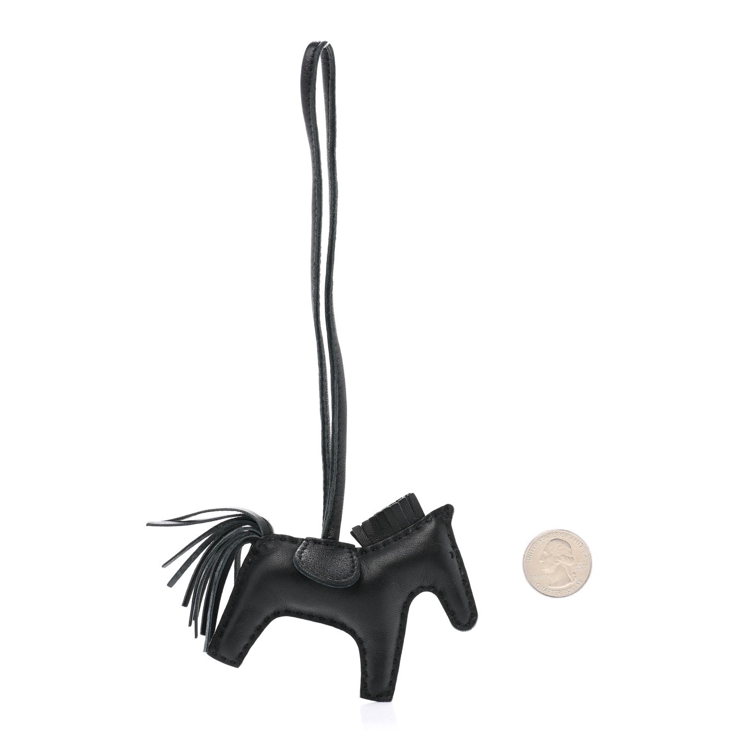 Hermes Milo Lambskin Grigri Rodeo Horse Bag Charm PM So Black 2 of 4