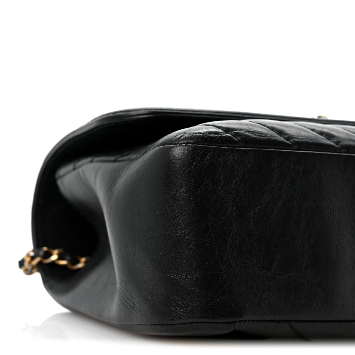 Calfskin Chevron Quilted Top Handle Flap Black