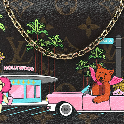 Louis Vuitton Monogram 2021 Christmas Animation Hollywood Pochette Felicie Chain Wallet Fuchsia 7 of 9