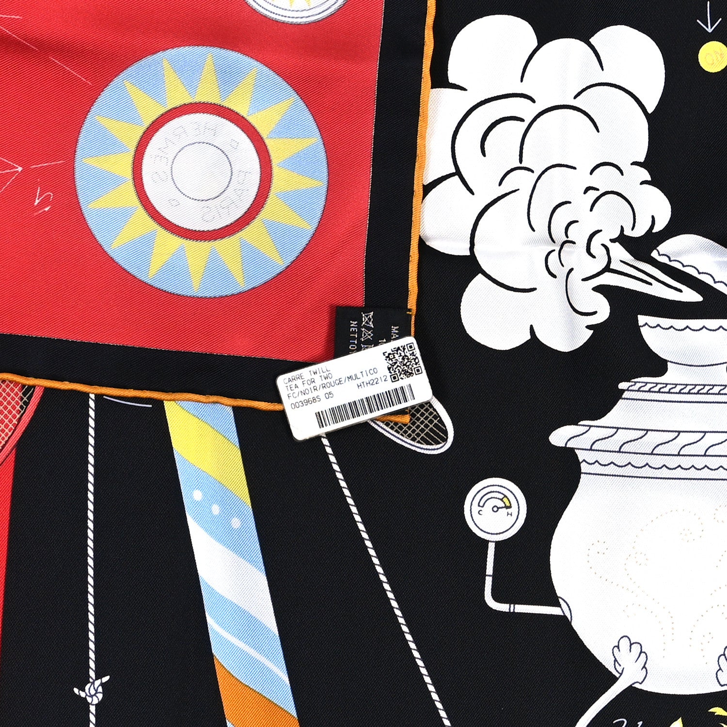 Hermes Silk Tea For Two Scarf 90 Black Rouge Multicolor 2 of 3