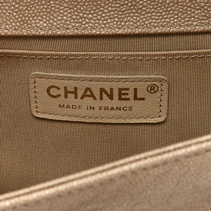 Chanel Metallic Caviar Chevron Quilted Medium Boy Flap Light Beige 6 of 9