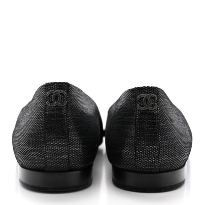 Chanel Fantasy Goatskin Patent Calfskin Crystal Cap Toe CC Ballerina Flats 39 Black 5 of 14