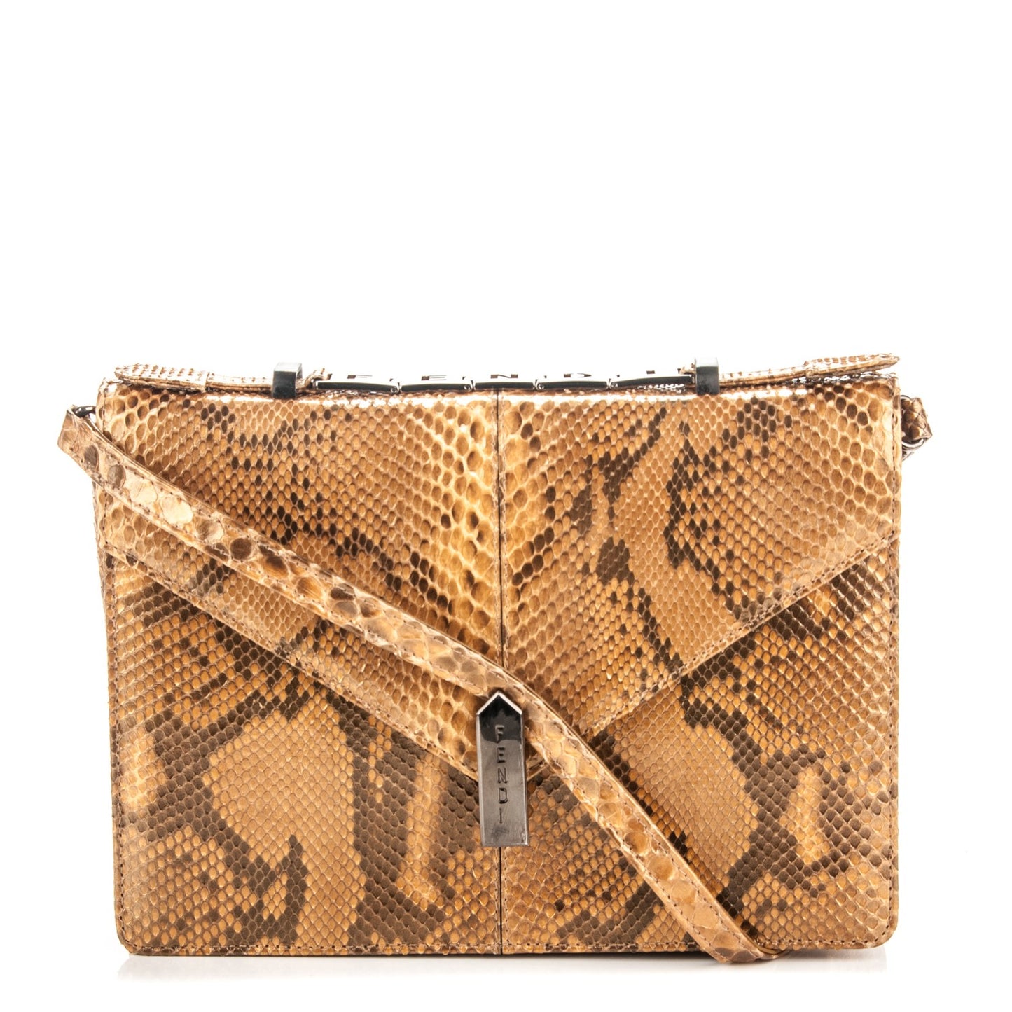 Metallic Python Convertible Clutch Gold