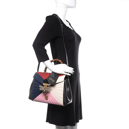 Gucci Calfskin Bamboo Trapuntata Queen Margaret Top Handle Bag Blue Agata Hibiscus Red Mystic White Sugar Pink 2 of 11