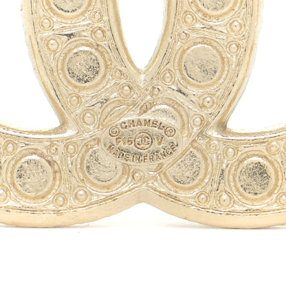 Chanel Metal Crystal Graduated Pearl CC Brooch Gold 7 of 12