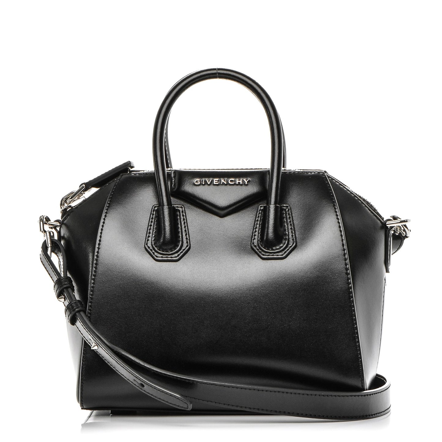 Shiny Lord Calfskin Mini Antigona Black
