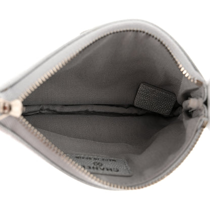 Chanel Metallic Caviar Chevron Quilted Small Vintage Mademoiselle Cosmetic Case Silver 5 of 9