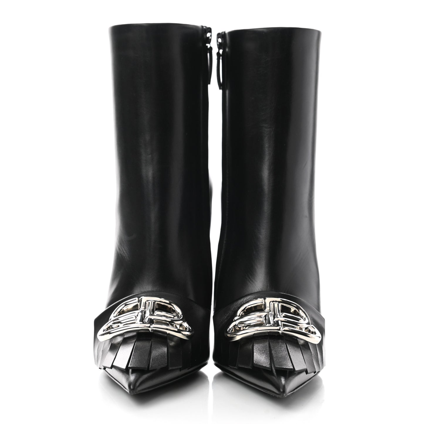 Shiny Kidskin Fringe BB Knife Booties 37.5 Black
