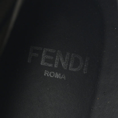 Fendi Calfskin Stretch Fabric FF Rockoko Biker Boots 41 Black Tobacco 8 of 8