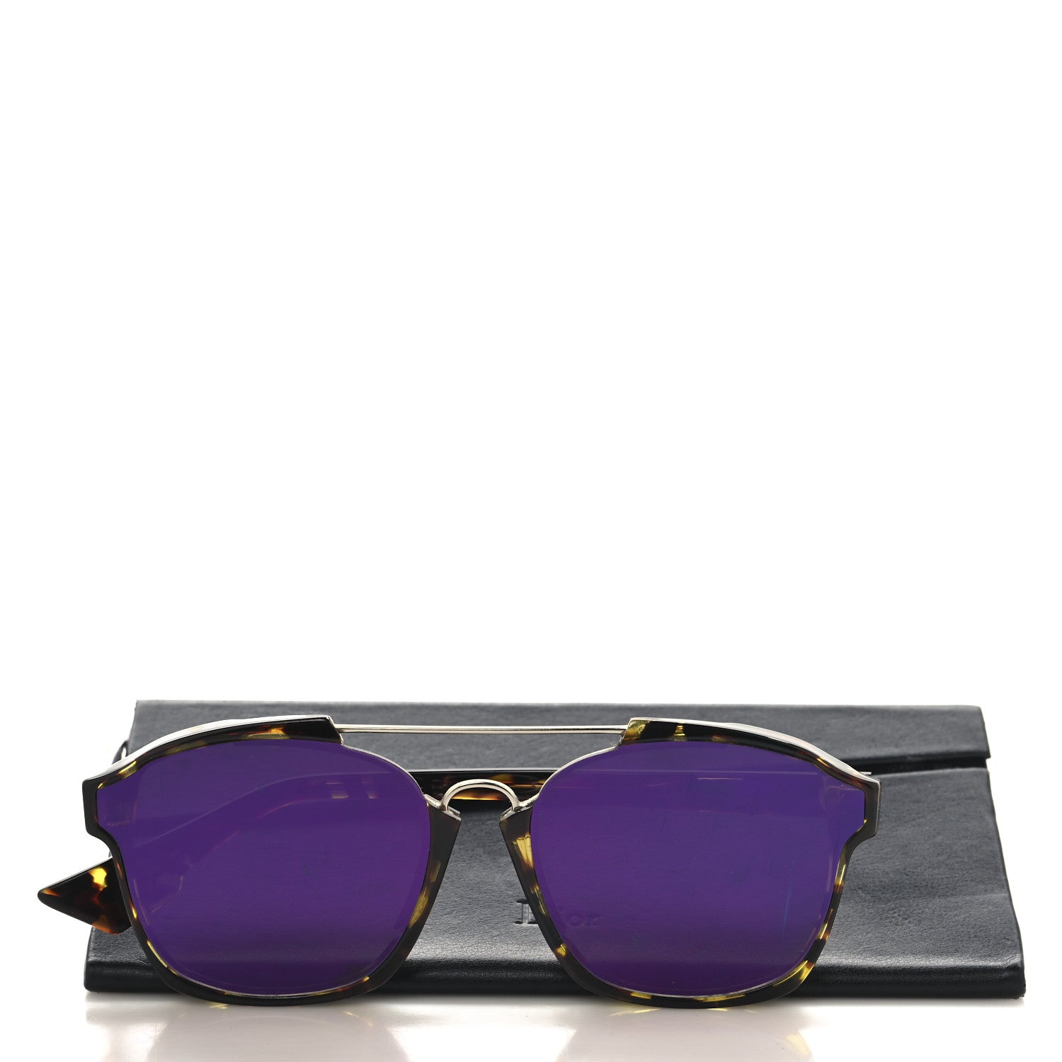 Christian Dior Abstract Square Mirrored Sunglasses Spotted Havana Purple 8 of 8