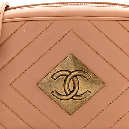 Chanel Lambskin Chevron Quilted Pyramid CC Camera Case Camel 8 of 12