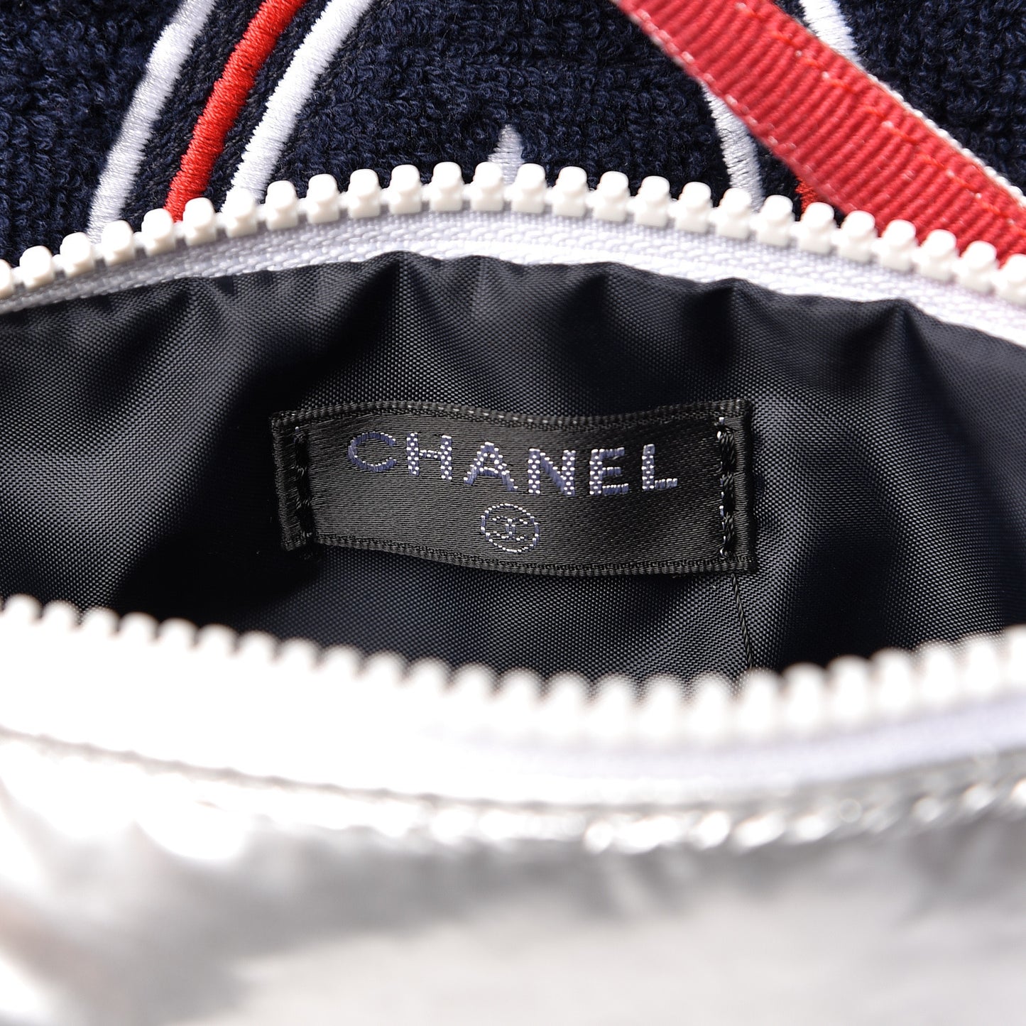Reversible Chanel Airlines Tote Silver Navy