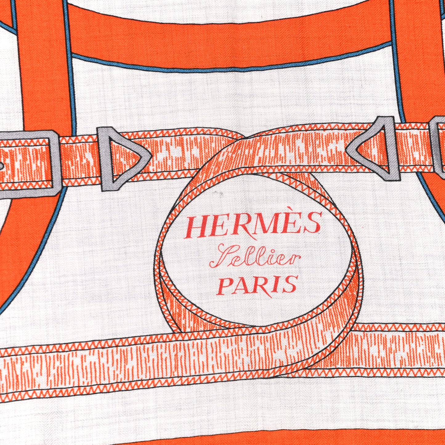 Cashmere Silk Eperon D'Or Shawl 140 Orange Gris Chine