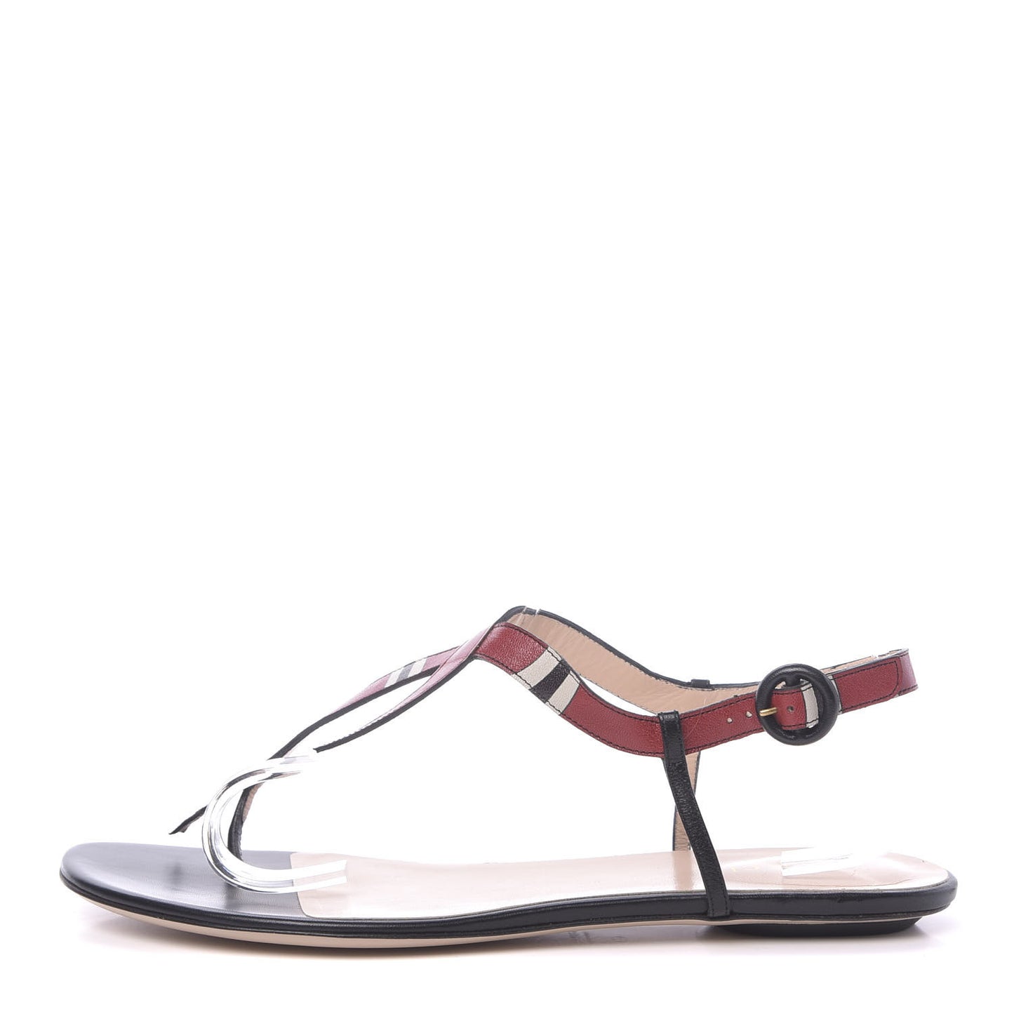 Calfskin Yoko Snake T-Strap Thong Sandals 40 Black