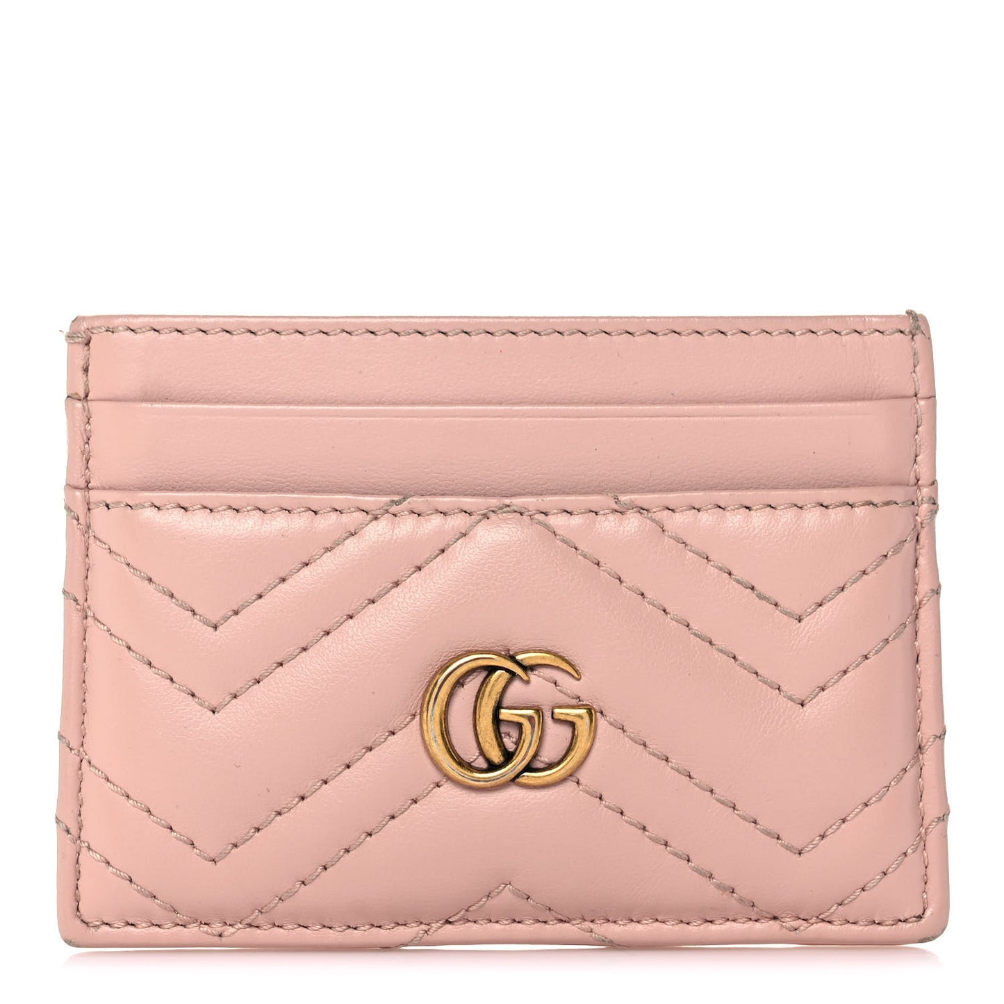 Calfskin Matelasse GG Marmont Card Holder Perfect Pink
