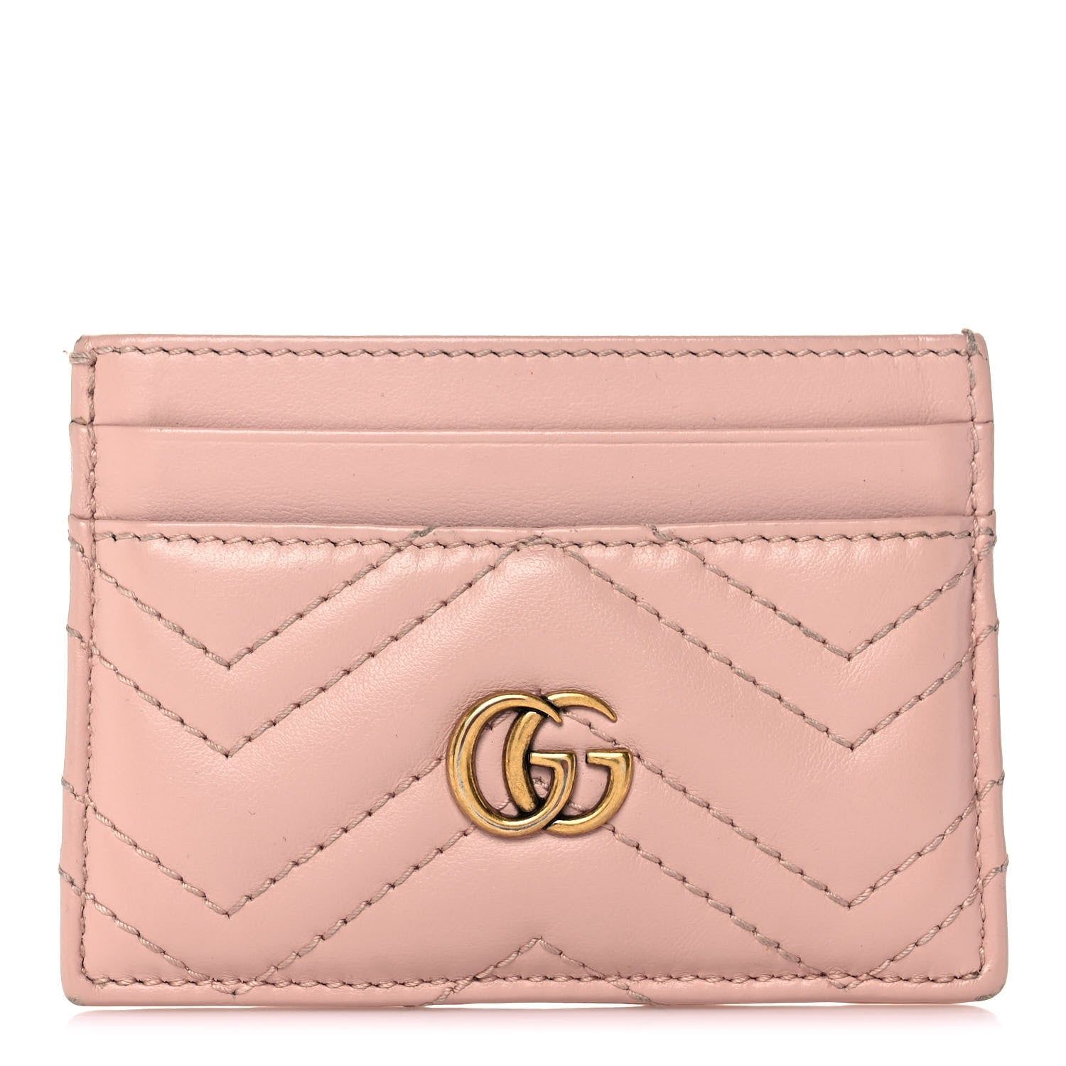Gucci Calfskin Matelasse GG Marmont Card Holder Perfect Pink 1 of 13