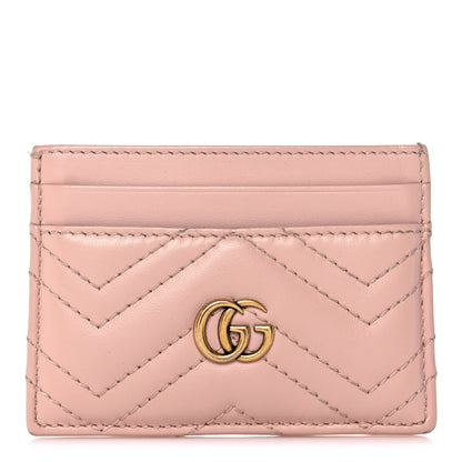 Gucci Calfskin Matelasse GG Marmont Card Holder Perfect Pink 1 of 13