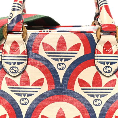 Gucci X ADIDAS Shangai Calfskin Web Trefoil Interlocking G Mini Duffle Bag Red White Blue 7 of 9