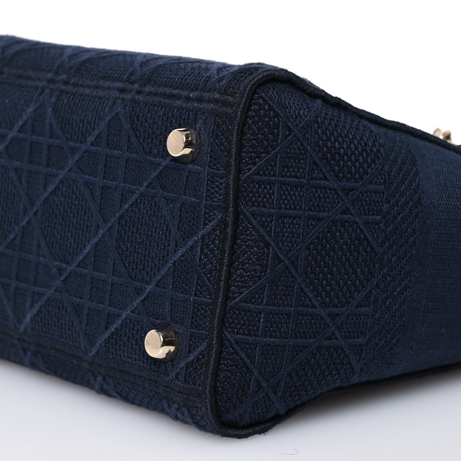 Christian Dior Canvas Embroidered Cannage Medium Lady D-Lite Navy 10 of 11