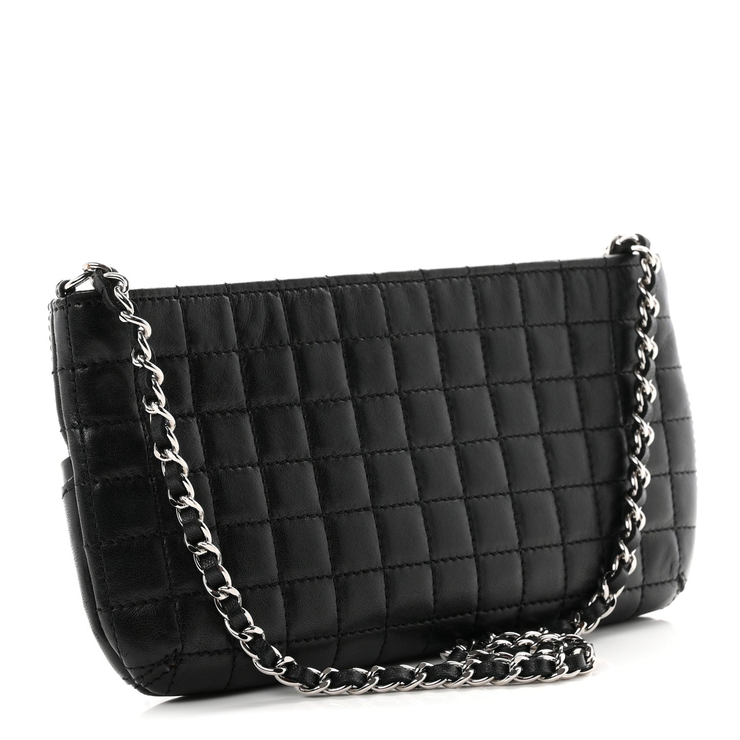 Lambskin Camellia No. 5 Chain Pouch Black